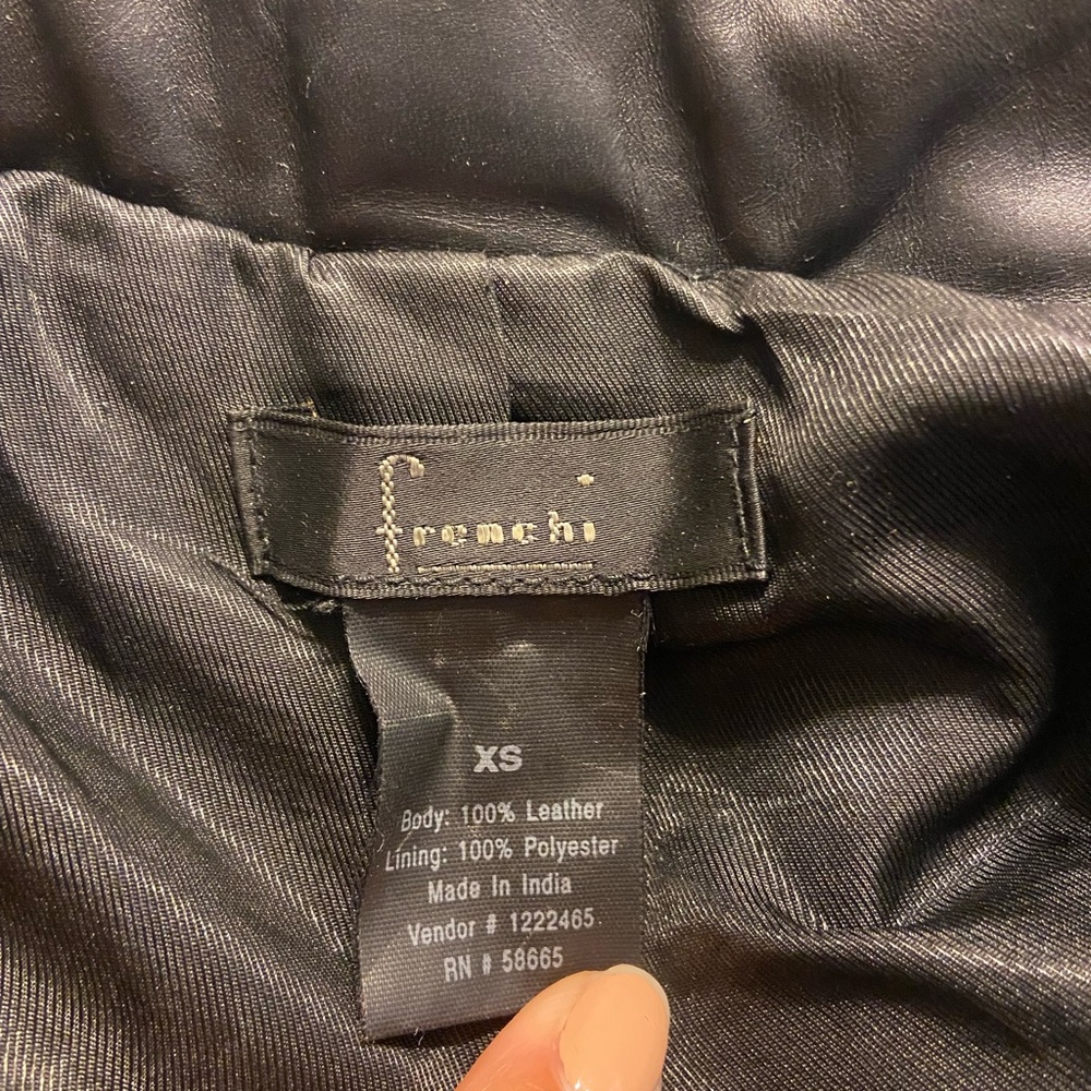 Frenchi black leather full zip bomber jacket size XS - Picture 11 of 11